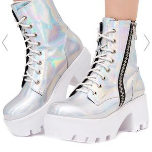 Current Mood Holographic Platform Booties❄️